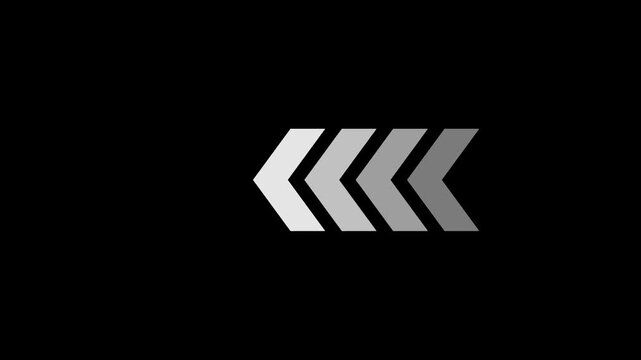 White and Gray Chevron Arrows Moving Left Animation on Black Background