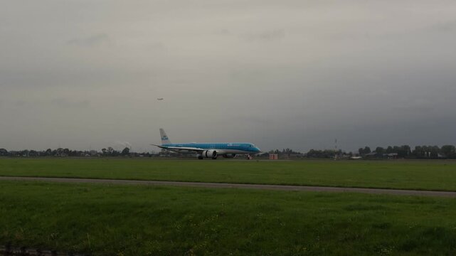 Klm Airplane landing at Schiphol Airport. Amsterdam, The Netherlands. September 11, 2026.