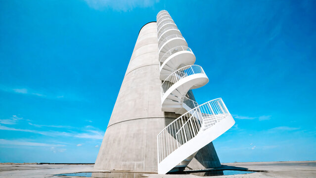 Tour en b&eacute;ton avec escalier en colima&ccedil;on
