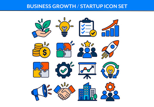 Business Growth Startup Icon Set