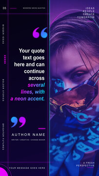 Editorial Quote Titles Neon Vertical Right Layout