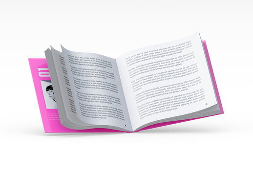 Open Book Mockup with Curved Pages and Transparent Background