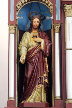 Sacred Heart of Jesus, statue on the main altar in the parish church of Saint Thomas the Apostle in Tomasica, Croatia
