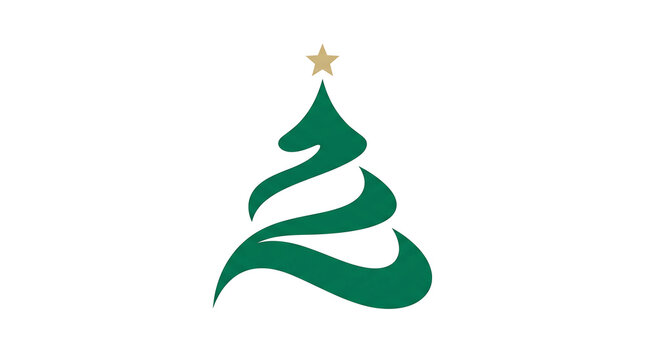 Stylized green Christmas tree with a gold star on top, representing the holiday season and celebration.