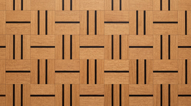Minimalist seamless background texture of a modern geometric wooden parquet floor with parallel grooves.