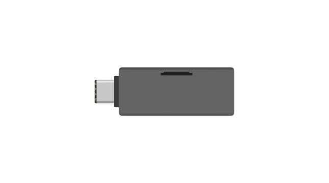 Modern USB-C card reader illustration isolated on white background depicting compact external memory adapter hardware technology