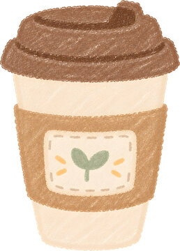 Crayon Drawing of Takeaway Coffee Cup
