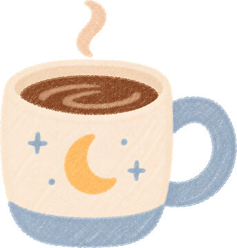 Handdrawn Illustration of a Celestial Coffee Mug
