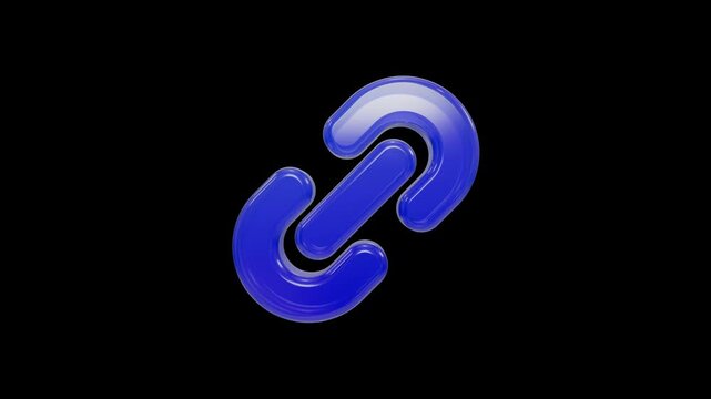 Shiny blue 3D chain link icon representing digital connectivity