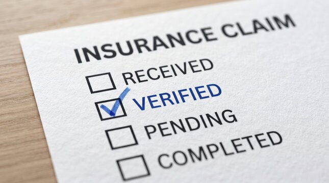 Verified insurance claim checklist form with checkbox