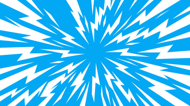 Dynamic comic book lightning bolt pattern with electric blue and white diagonal flash rays for manga action poster and superhero banner design