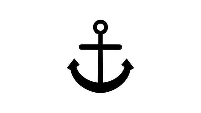 Black Minimalist Nautical Anchor Icon Silhouette Isolated on White Background for Maritime Branding and Marine Design Layout