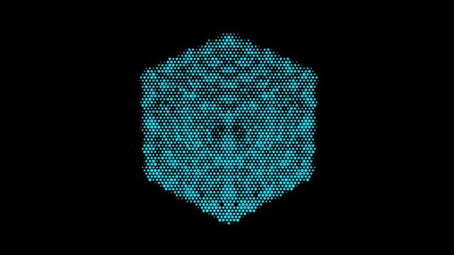 AI Synthetic Cortex Cyber Cube Halftone Dots Assemble Disassemble Loop Animation Mechanical Neural Core Technology Motion Graphics 4K 60FPS Video Footage