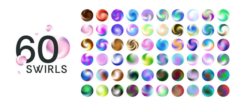 Vector set of swirl gradient orbs with AI tech aesthetic isolated on the white background.
