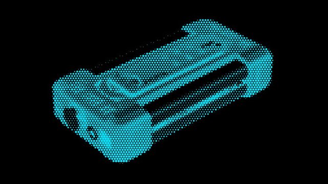 Encrypted Portable Flash Drive Halftone Dots Assemble Disassemble Loop Animation Secure USB Storage Hardware Protection Motion Graphics 4K 60FPS Video Footage