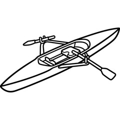 Single scull rowing boat outline illustration © Nur Ainy