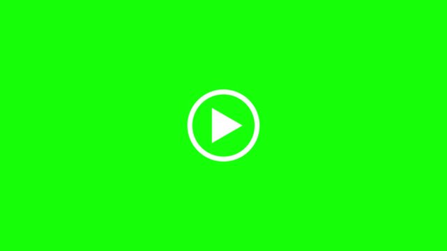 Simple white play button icon animation on transparent background with Alpha channel, 4K Video