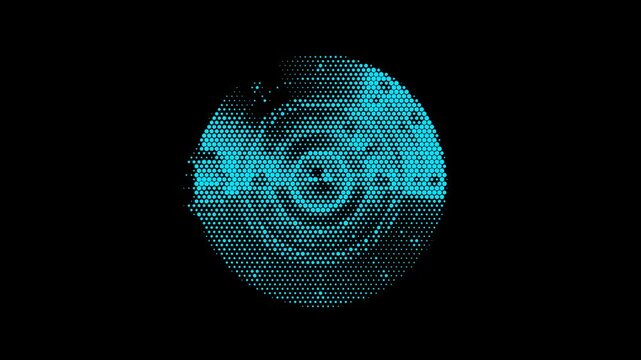 High Tech Round Vault Door Halftone Dots Assemble Disassemble Loop Animation Bank Safe Security Heavy Steel Mechanism Motion Graphics 4K 60FPS Video Footage