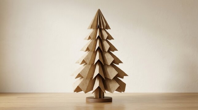 Natural paper Christmas tree with minimalist sustainable design