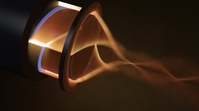 Rotating Detonation Engine Test Fire, Spinning Detonation Waves in a Quartz Chamber, Seamless Loop 4K