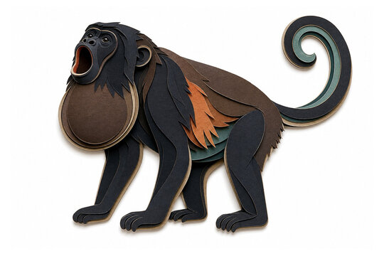 Howler monkey calling with puffed throat