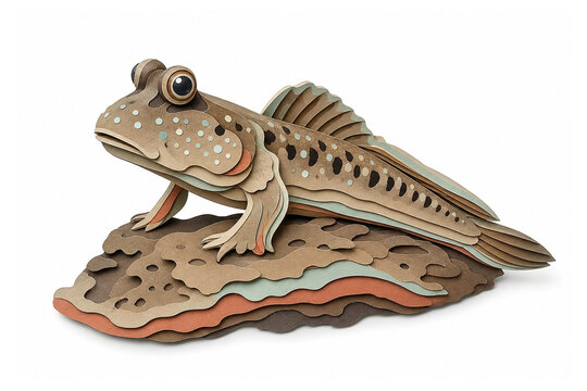 Mudskipper perched on a mud bank
