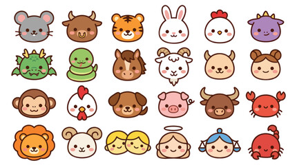 Fototapeta premium Cute animal zodiac and constellation icons