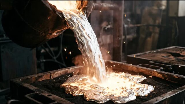 Abstract flowing stream of molten titanium lava