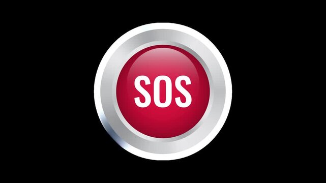Animated SOS emergency signal icon representing urgent help request.