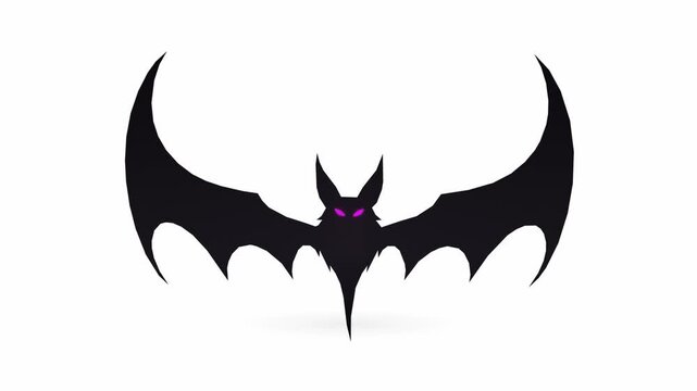 Black cartoon bat flaps wings on white for Halloween graphics