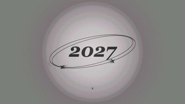 Elegant 2027 rose gold text animation on soft pink marble background, luxury New Year motion graphic for celebration and greeting videos.