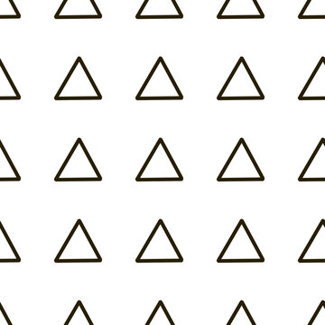 minimal geometric pattern featuring black outline triangles arranged in a neat grid against. simple pattern. 
