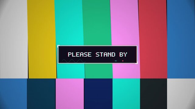 Vintage Television Color Bars with Please Stand By Message