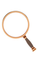 An illustration of a handheld magnifying glass on a transparent background, featuring the lens holder—the frame (or rim) — and the handle itself. © Alexander Sulghin