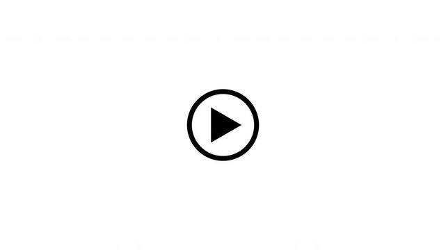 Simple white play button icon animation on transparent background with Alpha channel, 4K Video