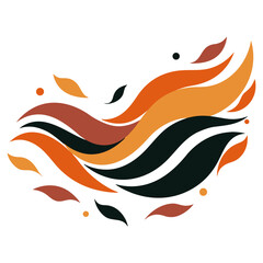 Obraz premium Abstract waves and leaves illustration in warm autumn colors for design