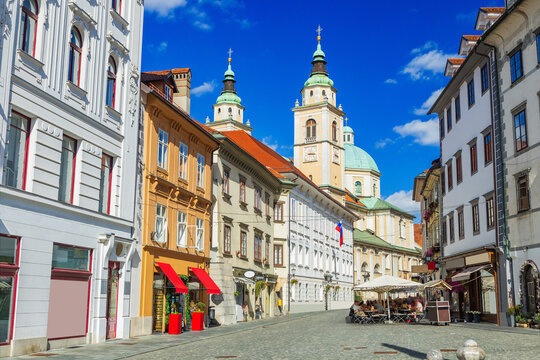 Town Square in historic center of city of Ljubljana, Slovenia

