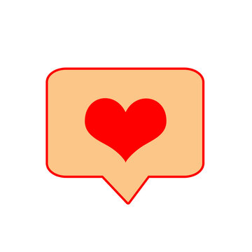 Social media heart like notification speech bubble love icon UI element isolated illustration.
