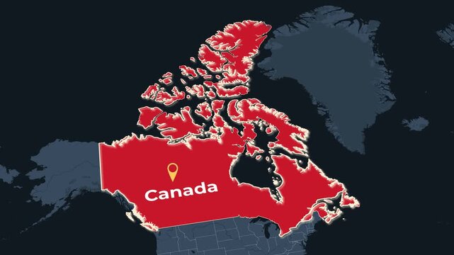 Animated map of Canada Locator Zoom 4K Motion Graphic Animated political map of Canada showing all 10 provinces and 3 territories with clear regional boundaries. Useful for geography, education, news,