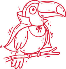 Fototapeta premium Cute toucan wearing a vampire cape for halloween