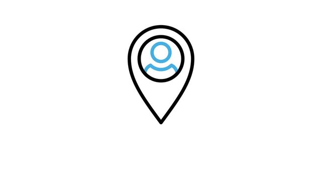 Animated map pin location you are here icon. Position point marker with people, person, human animation video for navigation, GPS, guidance, place, pointer. Motion graphics with alpha channel