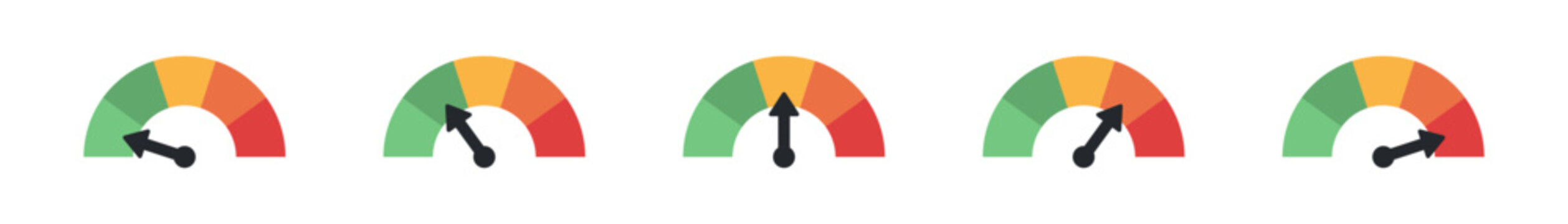 Speedometer gauge icon set colored