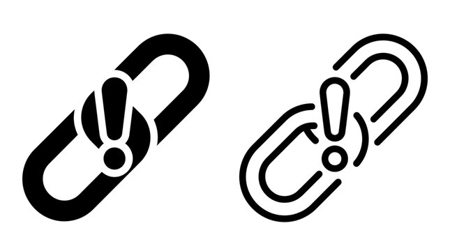 Broken link or error alert icon in solid and outline style