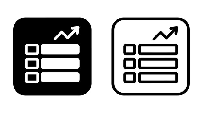 Growth chart and list icon set for business progress reports