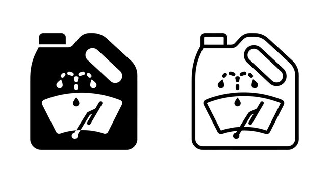 Windshield washer fluid jug icon in solid and outline styles