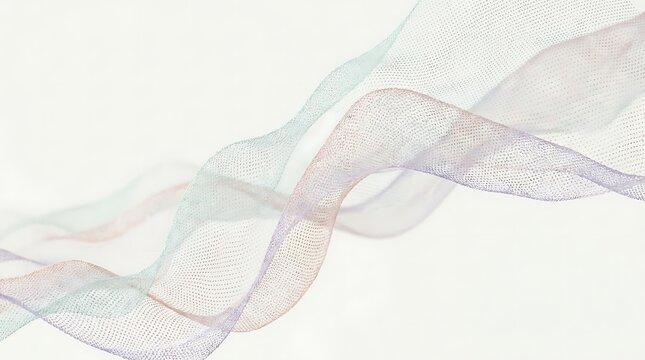 Flowing pastel fabric waves with dynamic motion on clean white studio background