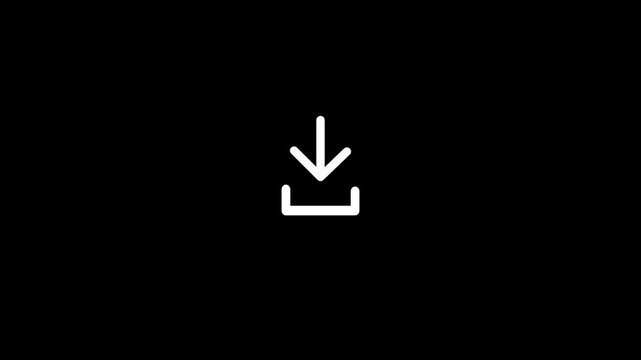 Modern White Download Icon Animation with Minimal Arrow Progress Indicator and Seamless Loop Website UI UX Motion Graphics Elements on Alpha Channel
