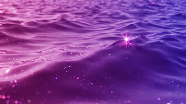 Dreamlike Magenta Purple Gradient Water Waves with Shimmering Particles - Gentle waves of water shimmer with a dreamlike gradient of magenta and purple, sprinkled with tiny sparkling particles.