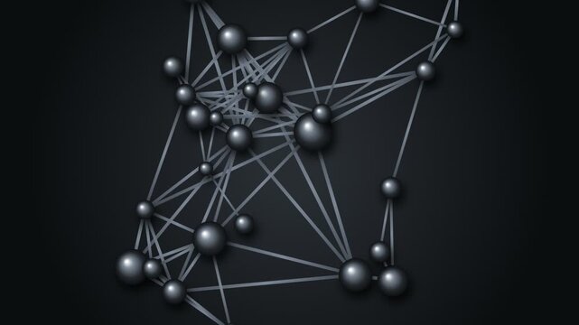 Abstract Modern Network Background with Connected Black Spheres and Geometric Gray Lines