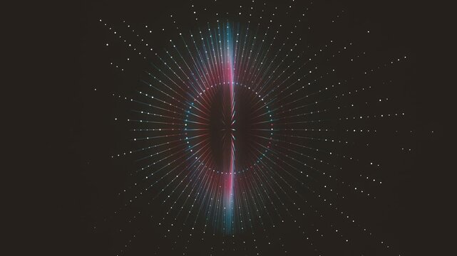 Abstract Decorative Festive Fireworks Party Animation
An elegant concept starburst animation withdots and rainbow circle spinning on black space background